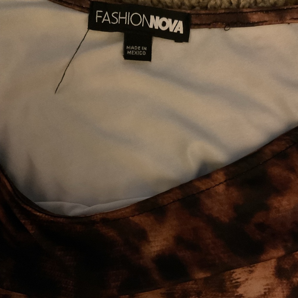 Fashion Nova One-Shoulder Leopard-Print Tank Top in Brown and Black - Picture 2 of 10